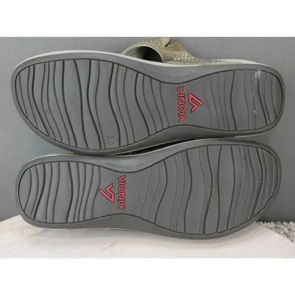 Vionic Naples Thong Sandals Studded Orthotic Gray 9 - Picture 5 of 7